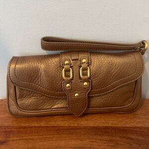 Vintage Cole Haan Isabelle Buttery Soft Leather Wristlet in Metallic Bronze
